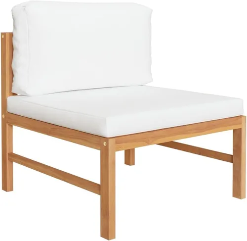 Miniatura 4 de Ensemble de Salon de Jardin 4 Pièces en Teck Crème avec Coussins Polyester, Confortable et Modulaire Pour Terrasse, Balcon ou Jardin, Design