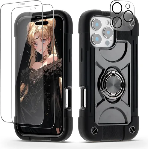 Miniatura 134 de Funda para iPhone 11 de 6.1 pulgadas con soporte de anillo, con 2 protectores de pantalla de vidrio, resistente a los golpes, resistente a