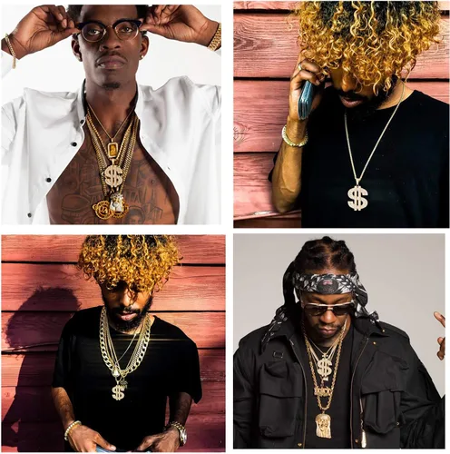 Miniatura 2 de U7 Colgante punk hip hop para hombre de acero inoxidable chapado en oro de 18 quilates personalizado AK47IcedTijerasCalavera M9 Collares