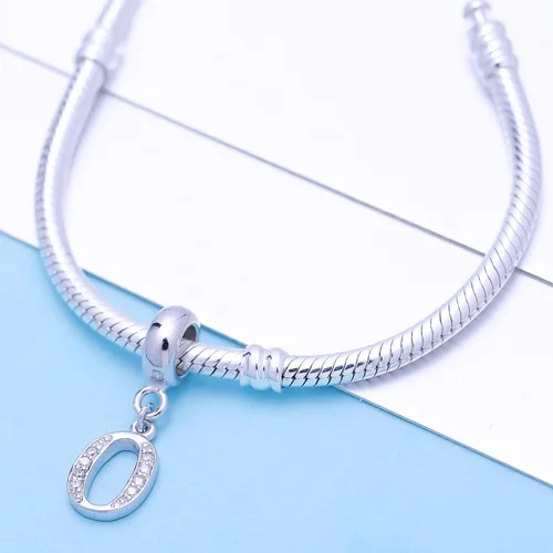 Miniatura 3 de SoulBeads - Colgantes de plata fina 0,925 de letra inicial, alfabeto A-Z. Dije con cristales compatibles con brazaletes europeos