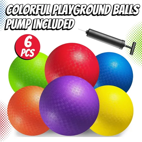 Miniatura 6 de Pelotas de patio de juegos de 5 pulgadas para niños pequeños y niños – (paquete de 6) pelotas inflables de goma que rebotan para dodgeball con bomba