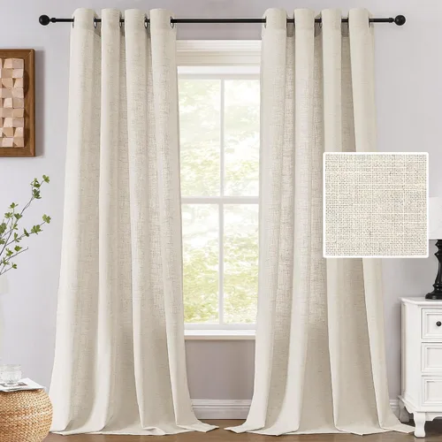 H.VERSAILTEX - Cortinas de lino de 63 pulgadas de largo, juego de 2 paneles, cortinas de campo completamente filtradas de luz para privacidad, con