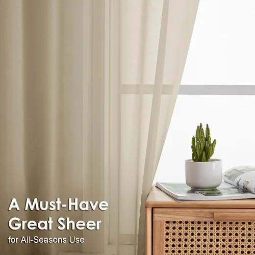 Miniatura 209 de OVZME Cortinas traslúcidas, ligeras, suaves, para estudio, sala de estar y dormitorio, juego de 2 paneles, 42 pulgadas de ancho x 84 pulgadas