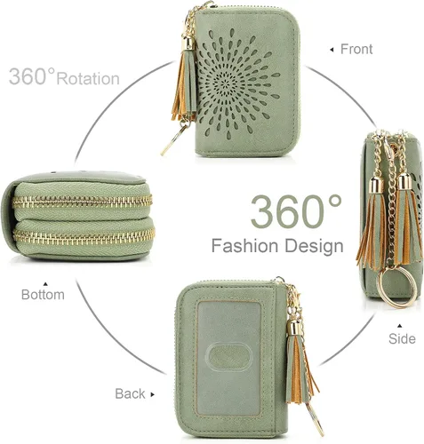 Miniatura 2 de APHISON RFID - Porta tarjeta de crédito con cremallera carteras pequeñas para mujer en cuero estilo girasol para mujer y niña caja de regalo 1927