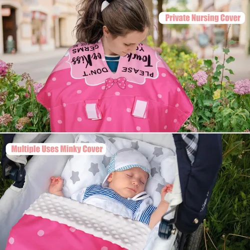 Miniatura 4 de Metplus Funda de asiento de coche de bebé 2 en 1, toldo de asiento de coche para bebés, cubierta de lactancia multiusos para mamá, fundas para Rayas