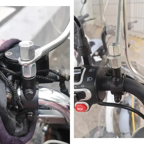 Miniatura 6 de 2 piezas de soporte de montaje para espejo de manillar de motocicleta, abrazadera de montaje de rosca de espejo de aluminio de 7/8", adaptador