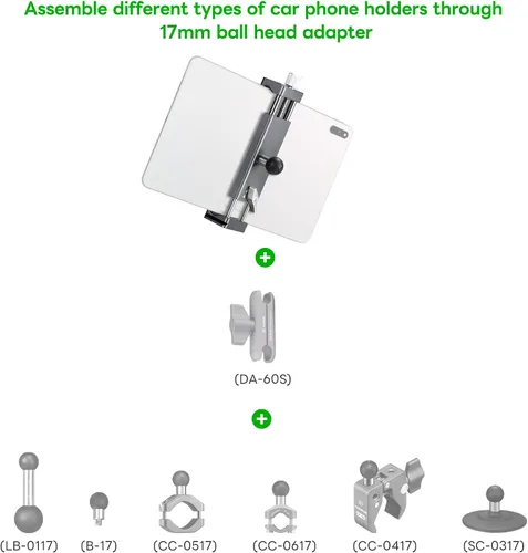 Miniatura 5 de FANAUE Soporte para iPad con cabezal de bola de 0.669 in para trípode, compatible con brazo de doble enchufe y soporte para automóvil, soporte