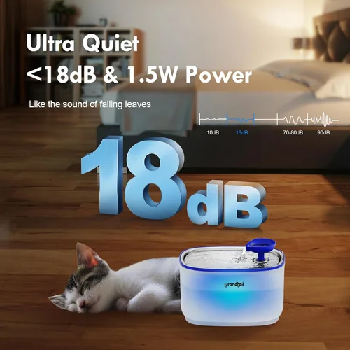 Miniatura 7 de Fuente de agua para gatos de acero inoxidable, dispensador de agua para perros con bomba inalámbrica, dispensador de agua para gatos de 101 oz/3 L