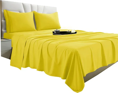 Miniatura 16 de Vacco Juego de sábanas tamaño Queen, sábanas y fundas de almohada de 4 piezas para hotel de lujo de la serie 1800, sábanas ultrasuaves