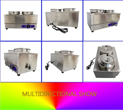 Miniatura 4 de INTBUYING Calentador de sopa de alimentos con 2 cacerolas, calentador de vapor Bain Marie de acero inoxidable con 2 ollas 110 V 1500 W