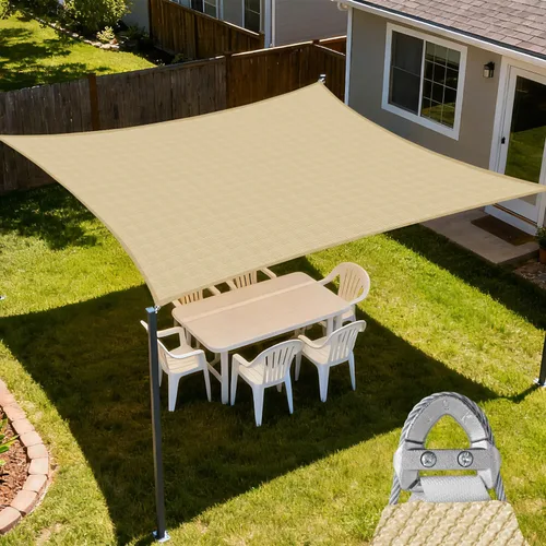 E&K Sunrise - Toldo tipo vela rectangular de 20 x 20 pies, con anilla de acero y cable de alambre, protección UV, para pérgola, patio, jardín,