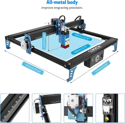 Miniatura 3 de Máquina de grabado láser Comgrow Z1 de 5000 mW de potencia de salida, cortador y grabador láser de 24 V, punto comprimido 10000 mm/min