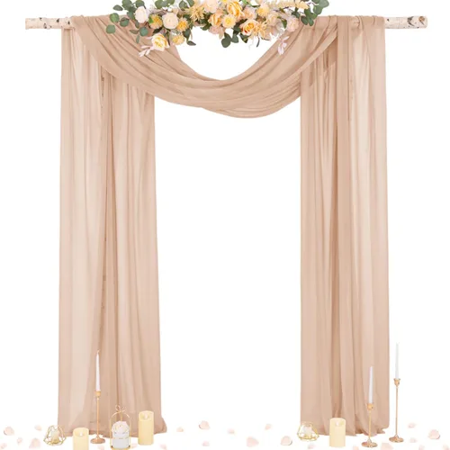 Miniatura 17 de Socomi Tela Transparente de Terracota para Decoración de Bodas Otoñales, Tela de Drapeado 29" x 20 Pies, 1 Panel, Cortina para Arco Exterior
