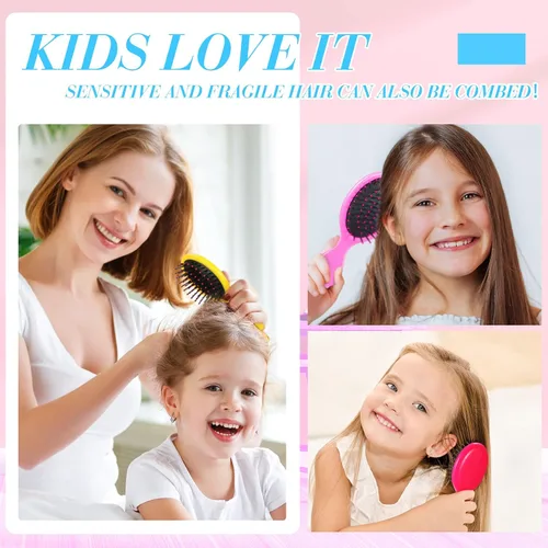 Miniatura 3 de 100 mini cepillos coloridos desenredantes de viaje, cerdas suaves para peinar el cabello suave y sin enredos para cabello seco/húmedo, niños