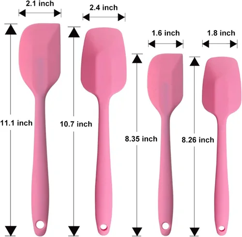 Miniatura 5 de Juego de espátulas de silicona, espátula de cuchara de goma, espátula resistente al calor, diseño de una pieza, espátula sin costuras, espátula Rosa