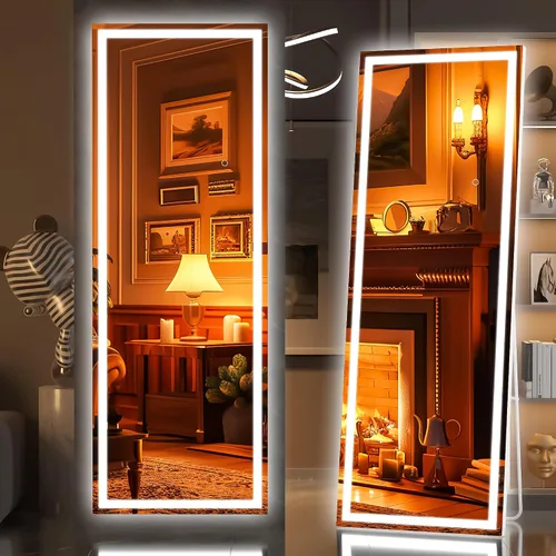 Miniatura 36 de Hasipu Espejo de longitud completa con luces, espejo de pie LED de 65 x 22 pulgadas, espejo de cuerpo completo para vestirse, espejo montado