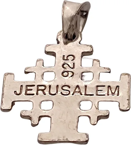 Miniatura 8 de Colgante Cruz Cruzado Jerusalén de Plata de Ley (925) Artesanal en Tierra Santa. Grabado por máquina de corte de diamantes., Metal