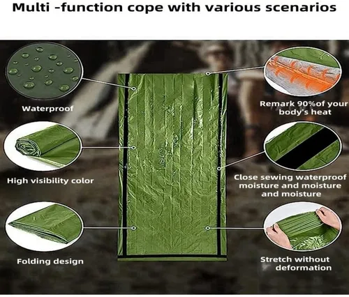 Miniatura 7 de Emergency Survival Tent. Survival Tent with Whistle,Emergency Shelter,Lightweight Life Tent Perfect for Camping, Hiking, and Backpacking.