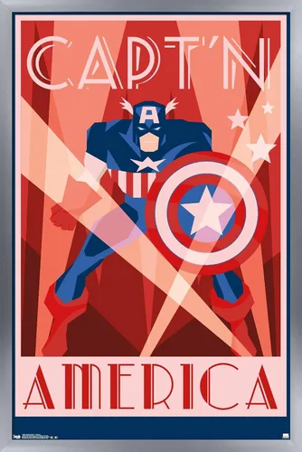Miniatura 8 de Trends International Marvel Comics - Póster de pared Art Deco del Capitán América, 22.375 x 34 pulgadas, versión premium sin marco
