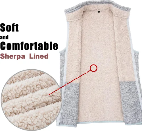 Miniatura 4 de Bonnorth Chaleco de forro polar con cremallera para mujer chaleco cálido con forro de sherpa y bolsillo