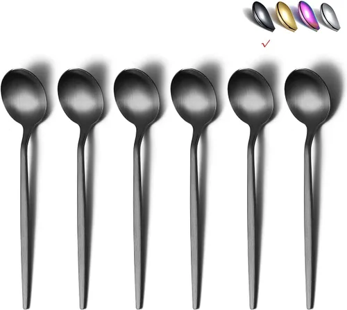 Miniatura 8 de Matt Silver - 6 cucharaditas de té de acero inoxidable para el hogar, cocina o restaurante, aptas para lavavajillas