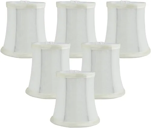 Miniatura 11 de Pantalla Individual de Lámpara de Araña de Seda Sintética Color Burdeos – Forma de Campana Softback, Ajuste de Clip para Bombillas de Candelabro