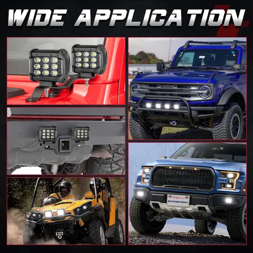Miniatura 7 de OFFROADTOWN Cápsulas LED 2 piezas 4 pulgadas Barra de luz de 54 W con fila triple, focos cúbicos, luz de trabajo 5400 lm, impermeable, luces