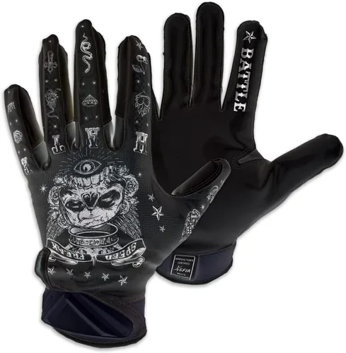 Miniatura 15 de Battle Sports - Guantes de fútbol americano para receptor abierto con dorso de mano, ultraadherentes y con agarre, antideslizantes, para adultos