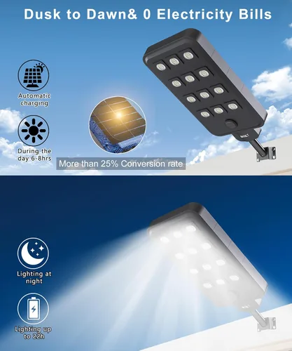 Miniatura 2 de JAYNLT X-13000W Luces de calle solares al aire libre, luces de estacionamiento comerciales ultragrandes de 6500K del atardecer al amanecer, luz