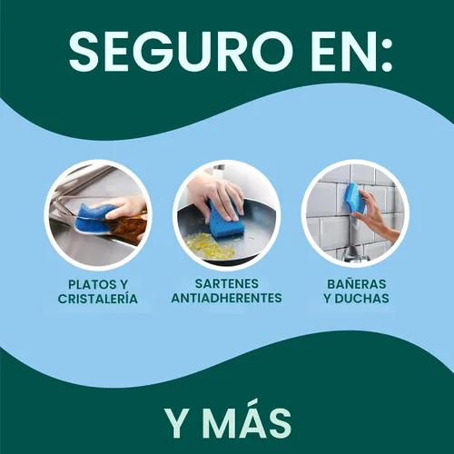 Miniatura 4 de Scotch-Brite esponjas exfoliantes sin rasguños, limpia rápidamente sin rascarse, resiste la suciedad pegada, 6 esponjas exfoliantes