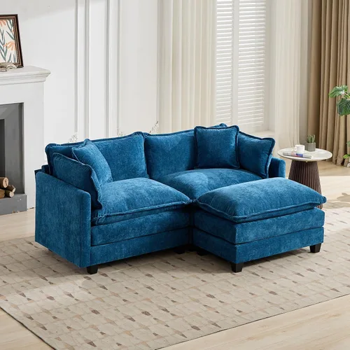 Miniatura 108 de Sofá modular negro de 111.5 pulgadas, sofás seccionales grandes de 3 plazas para sala de estar, sofá nube de tela de felpilla de gran