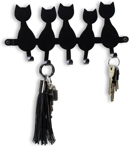 Miniatura 10 de GEGUTON Soporte para llaves montado en la pared con 5 ganchos, madera, negro, diseño Home Sweet Home, organiza llaves, mejora la decoración