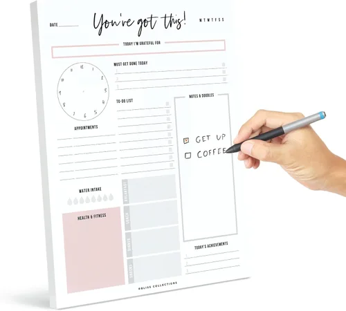 Miniatura 10 de Bliss Collections Bloc de planificación diaria, cuaderno de lista de tareas – Hermoso – Bloc de notas de hojas desprendibles sin fecha – Calendario