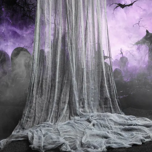 Miniatura 16 de Watayo Tela espeluznante de Halloween de 200 x 80 pulgadas, color negro, tamaño grande, para Halloween, cubierta de puerta de ventanas