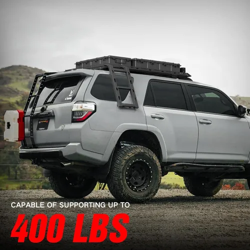 Miniatura 5 de YZONA Portaequipajes para techo rígido con escalera y 4 luces LED, compatible con Toyota 4Runner / Land Cruiser & Prado de 4 puertas, portaequipajes