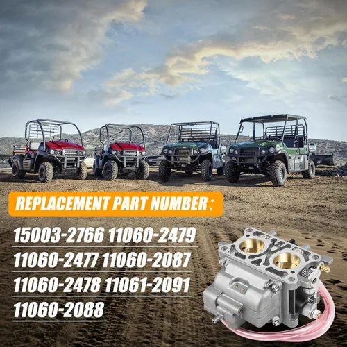 Miniatura 4 de RANSOTO Carburador 15003-2766 compatible con Kawasaki Mule 2001-2008 3000 3010 3020 con kit de reparación que reemplaza 11060-2477 11060-2478