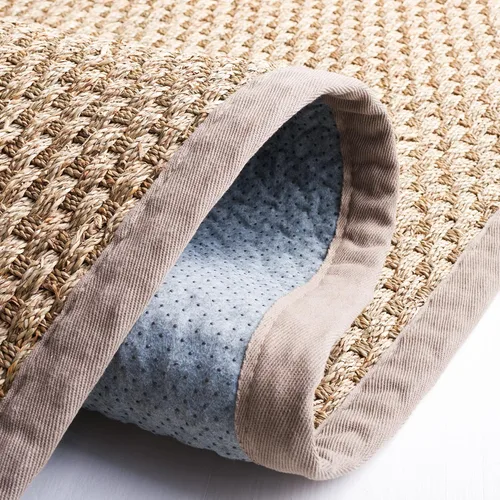 Miniatura 5 de Safavieh Natural Fiber NF114P - Alfombra redonda de hierba marina, tejido de canasta, con borde, de 244 cm, color gris Natural/ gris