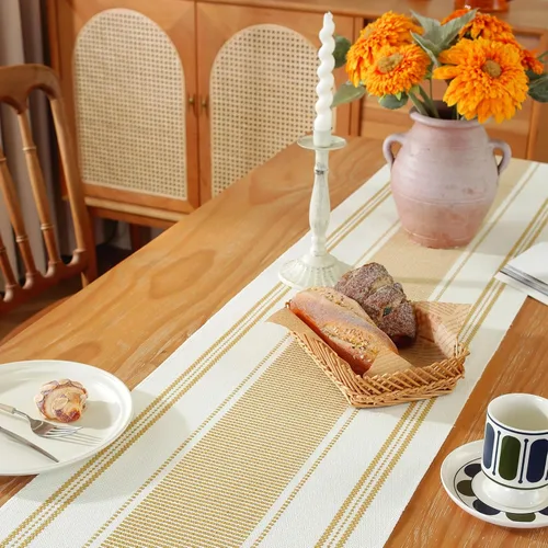 Miniatura 25 de Niviy Juego de 4 manteles individuales bohemios, 12x18 Pulgadas de arpillera de algodón natural y manteles de cocina tejidos para Acción de Gracias