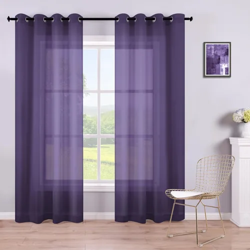 Miniatura 39 de KOUFALL Cortinas traslúcidas de 120 pulgadas de 2 paneles con ojales, juego extra largo de 10 pies de largo, cortinas altas para ventana grande, 52