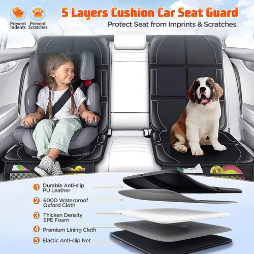 Miniatura 2 de Gimars Protector de asiento de automóvil, 2 unidades, cojín EPE grueso XL, impermeable, tela 600D, funda para asiento de automóvil infantil