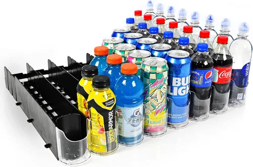 Display Technologies Organizador de refrigerador y dispensador de latas de soda para refrigerador, dispensador de bebidas y almacenamiento en