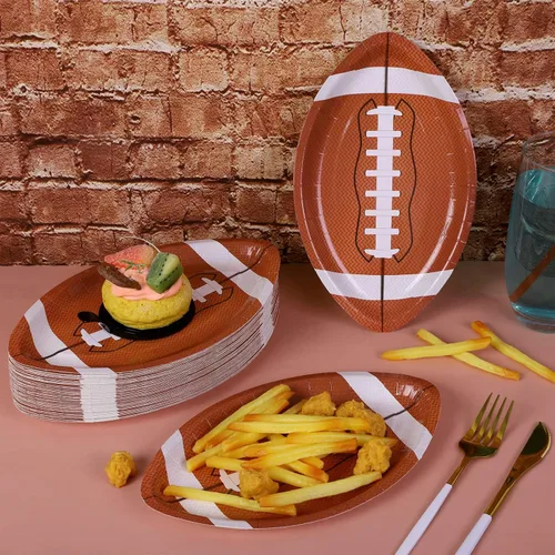 Miniatura 4 de ADXCO 100 platos de papel desechables con forma de fútbol, platos de fiesta de fútbol, suministros de fiesta temática de fútbol, suministros