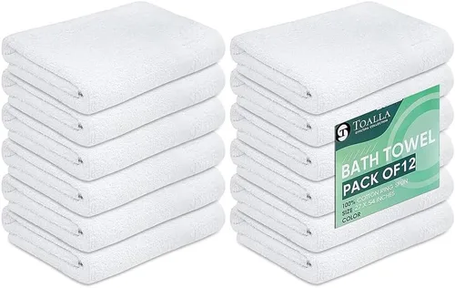 Miniatura 10 de Toallas de baño_Paquete de 12 toallas de baño beige (paquete de 12, 27 pulgadas de ancho x 54 pulgadas de largo), color beige, toalla de algodón
