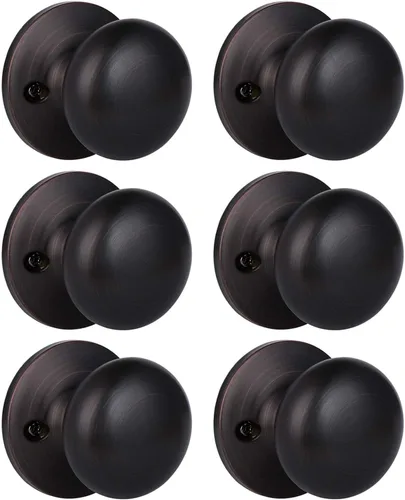 Miniatura 32 de KNOBWELL Paquete de 8 pomos de puerta de privacidad para baño y dormitorio, pomo de puerta negro mate con cerradura, cerradura de manija de puerta