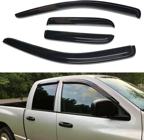 Juego de 4 persianas originales para ventana, para montaje exterior, viseras laterales compatibles con Dodge Ram 1500 2002-2008 Dodge Ram 2500/3500
