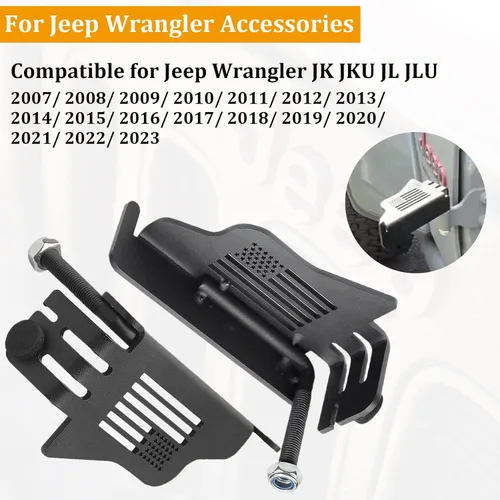 Miniatura 2 de Estriberas de pie con bandera de Estados Unidos sin puerta delantera, panel de pedal de reposo, acero negro, se adapta a accesorios Jeep Wrangler JK