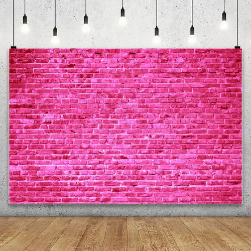 Miniatura 3 de AOFOTO Fondo de pared de ladrillo rosa de 7 x 5 pies, fondo de ladrillo de piedra rosa intenso para niña, princesa, niños, baby shower, fiesta