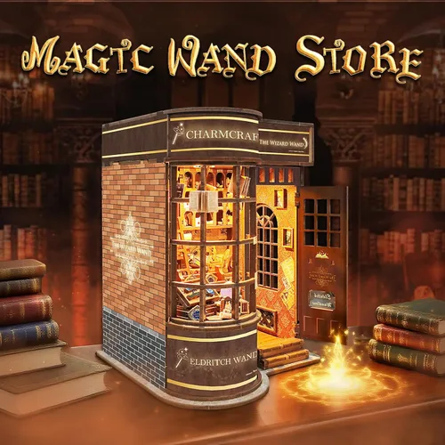 Miniatura 2 de Kit de rincón de libros para adultos y adolescentes, kit de casa en miniatura con luz LED, rompecabezas de madera 3D para adultos, regalos de madera