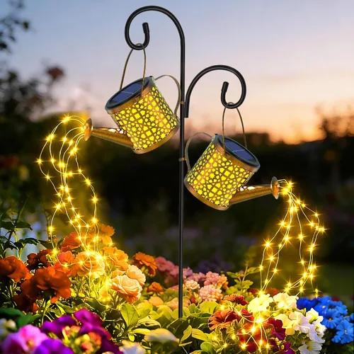 Miniatura 8 de Luces Solares de Regadera Impermeables, Luces Solares Decorativas para Exteriores Decoración de Jardín Luces Colgantes de Metal para Exteriores