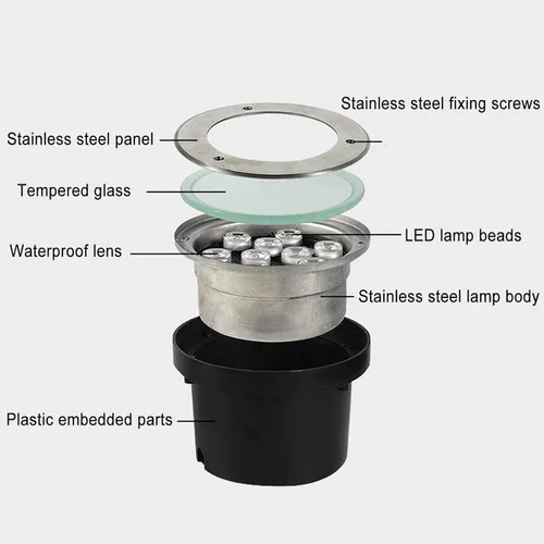 Miniatura 5 de 2 focos RGB para exteriores, luces LED de fuente, foco de tierra LED con control remoto IP68, impermeable, enterrado, lámpara de jardín enterrada